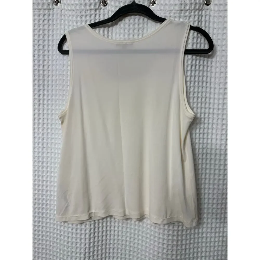 Eileen Fisher Silk Cream White Sleeveless Tank Top Sz Med - Picture 4 of 4